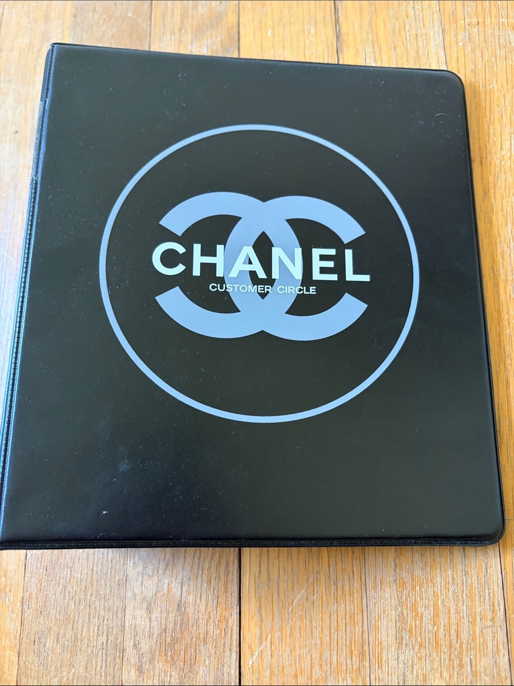 CHANEL Black Folio with Pale Blue CC Emblem